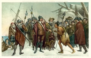 Landing of The Pilgrim Fathers by American School